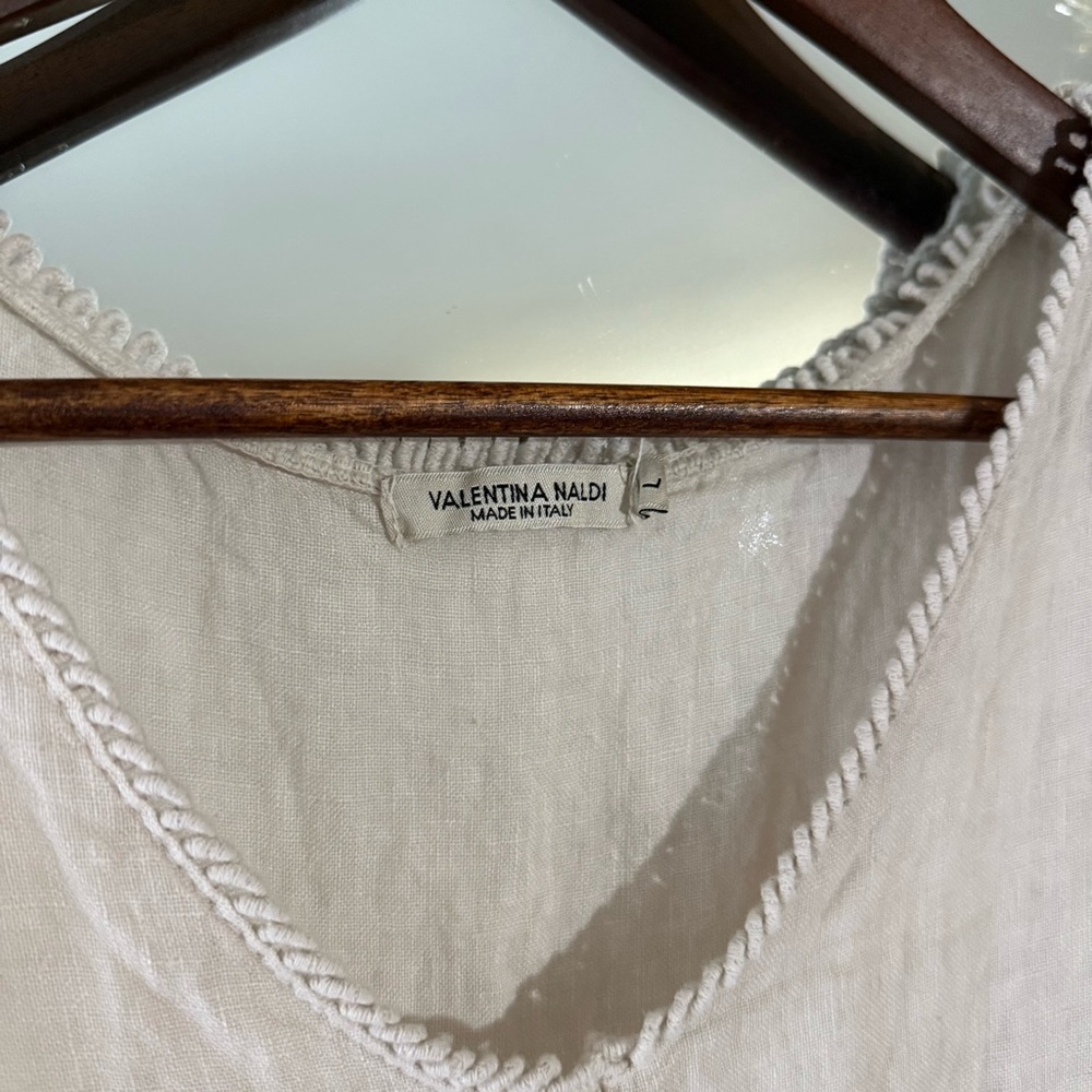 Valentina Naldi 100% Linen Beige Tiered Sleeveless Dress Made in Italy - Picture 8 of 13